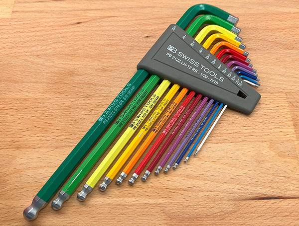PB Swiss Ball Hex Key Set Color Coded Inch Sizes
