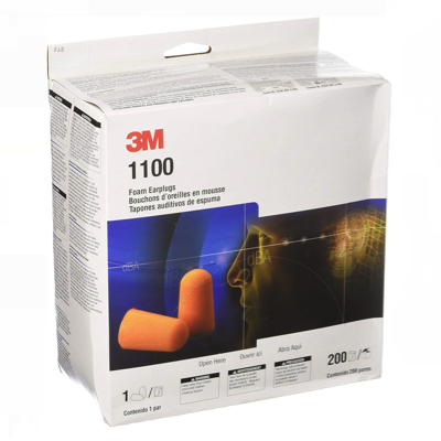 3M 1100 Foam Disposable Earplug 200 PAIRS/BOX