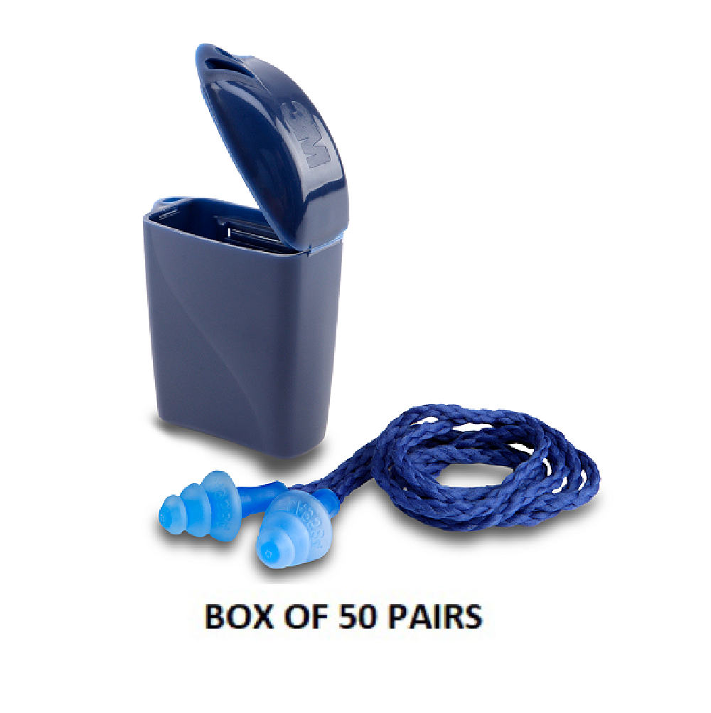 3M 1293C Corded Reusable Ear Plug With Carry Case Box Of 50 Pairs