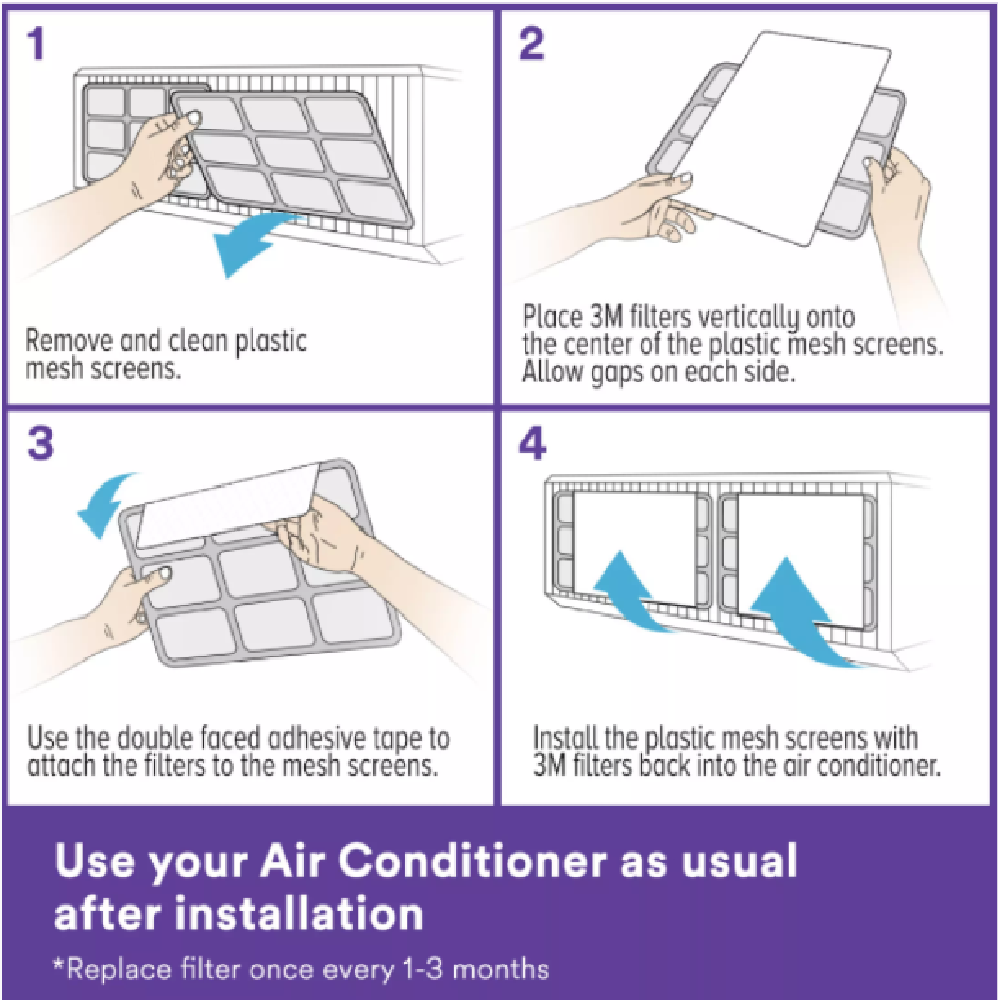 3M Aircon Filter Dust, Allergen & Bacteria 4PC/Box