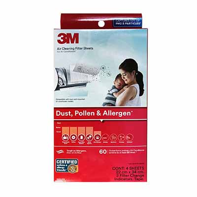 3M Aircon Filter Dust, Pollen & Allergen 9808-CEN, White, 22CM X 34CM