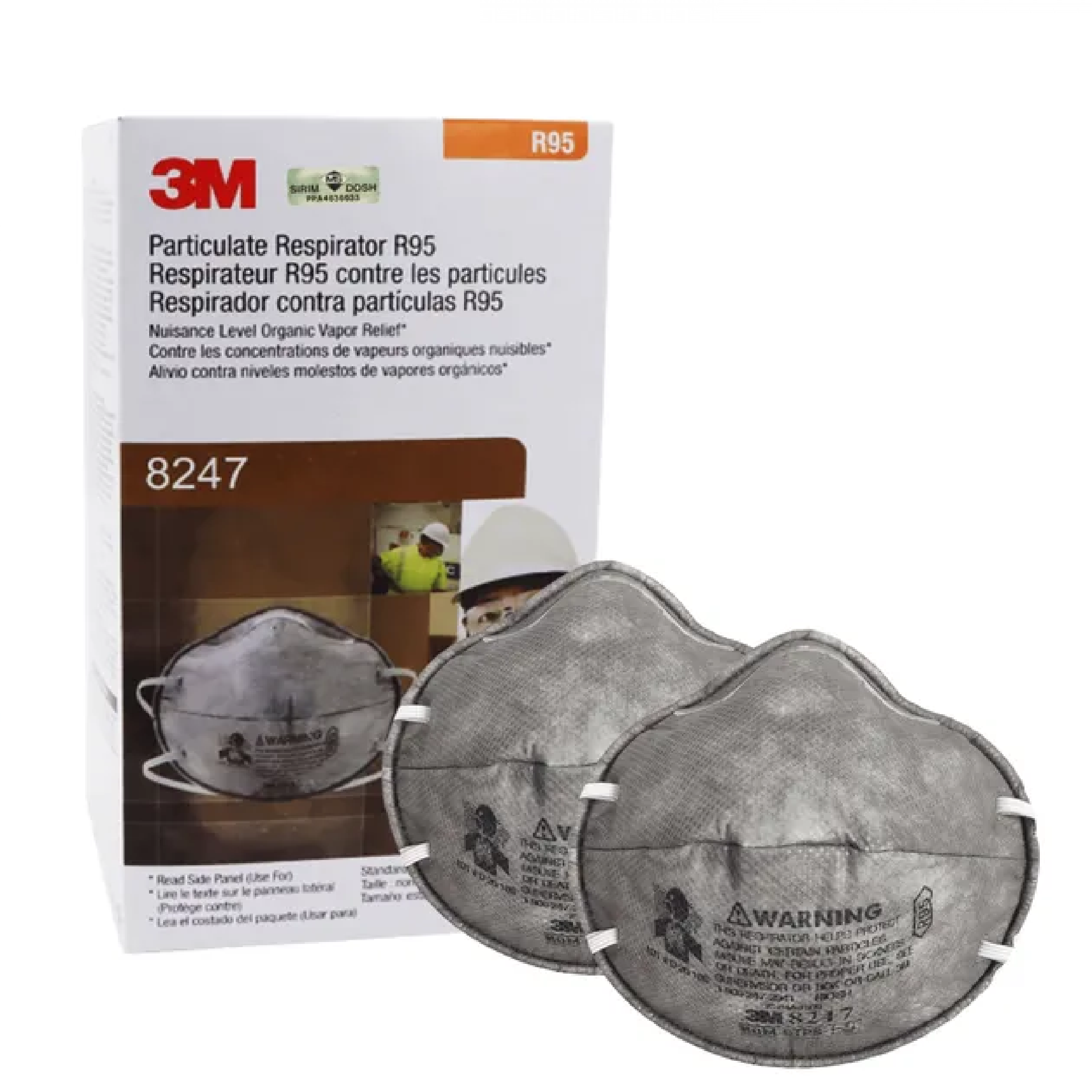 3M R95 Particulate Respirator 8247 Carbon Filter Layer 20PC/BOX