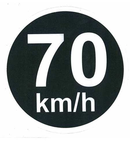 70km/h SPEED LIMIT Sticker Sign 150MM X 150MM