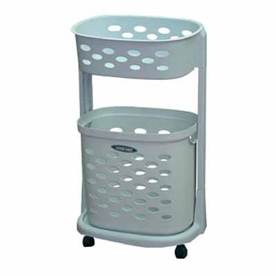 Algo Laundry Basket 2 TIER With Wheels Blue Grey