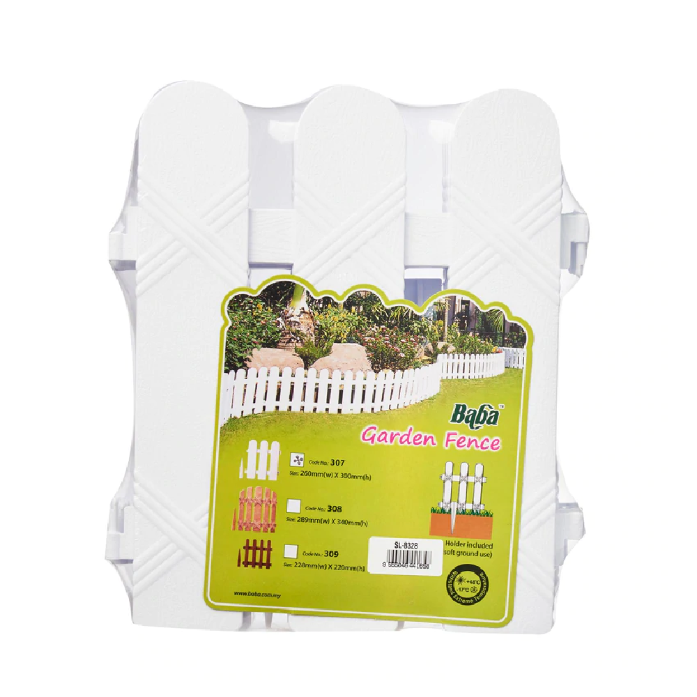 Baba Plastic FENCING 309 WHITE GARDEN Decoration 4PC/Pack