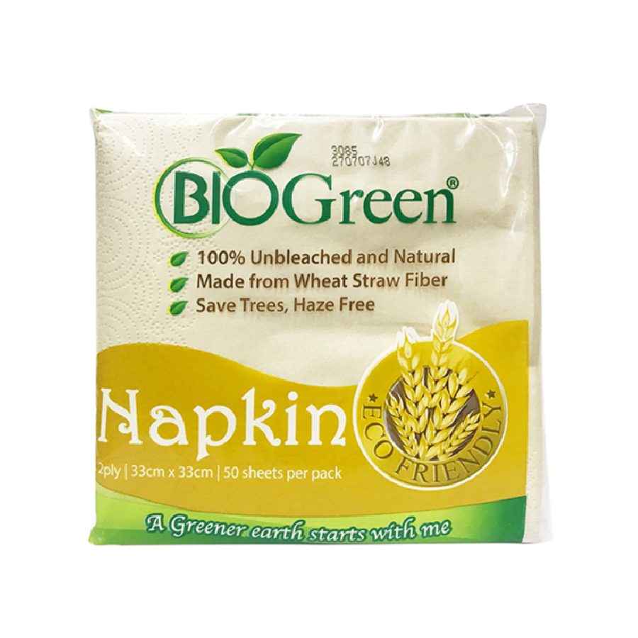 BioGreen Biodegradable NAPKIN 33CM X 330CM 2PLY 50 SHEETS/PACK