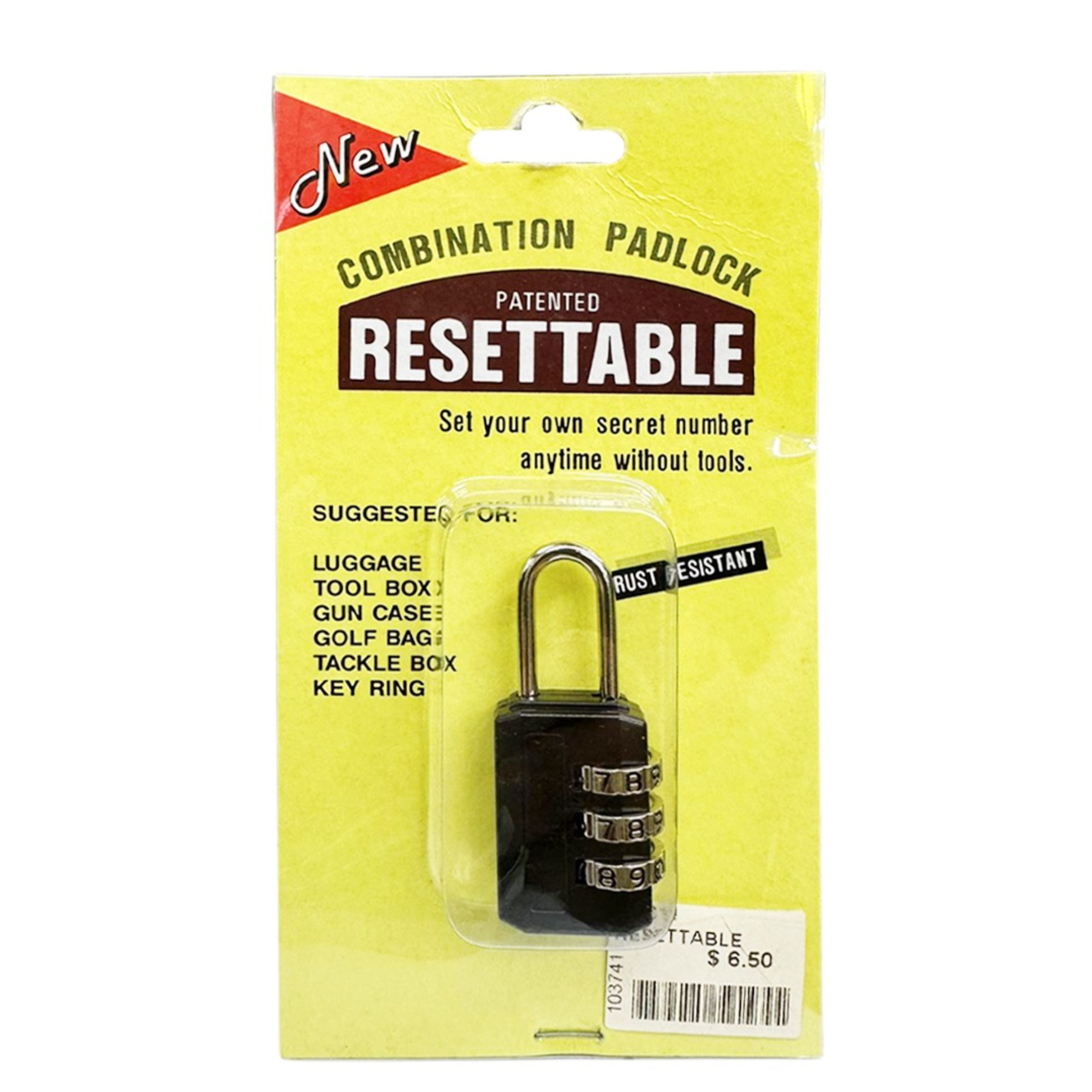Combination Padlock RESETTABLE Extra Small Luggage Lock