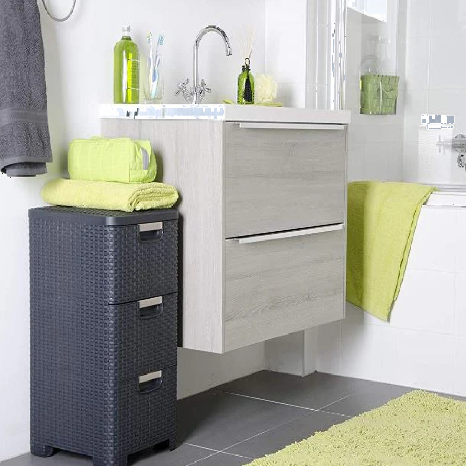 CURVER Rattan Style 3-DRAWER Cabinet DARK BROWN