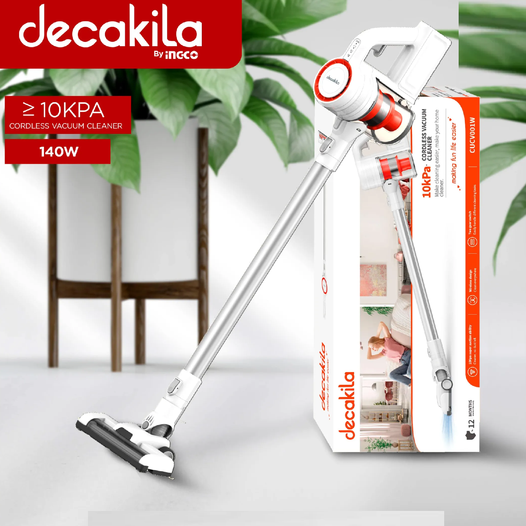 DECAKILA CUCV001W Cordless Vacuum Cleaner HEPA FILTER 10kPa