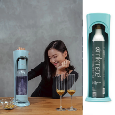 DRINKMATE OmniFizz Sparkling Water & Soda Maker ARCTIC BLUE Comes With 1 Cylinder