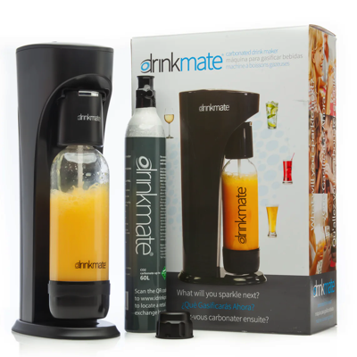 DRINKMATE OmniFizz Sparkling Water & Soda Maker MATTE BLACK Comes With 1 Cylinder