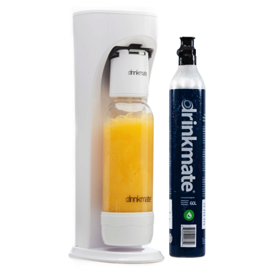 DRINKMATE OmniFizz Sparkling Water & Soda Maker WHITE Comes With 1 Cylinder