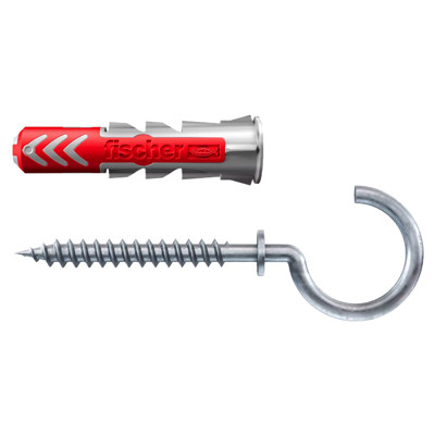 FISCHER DUOPOWER Expansion Wall Plug 5MM X 25MM With Open Round Hook 8PC/PACK 535012