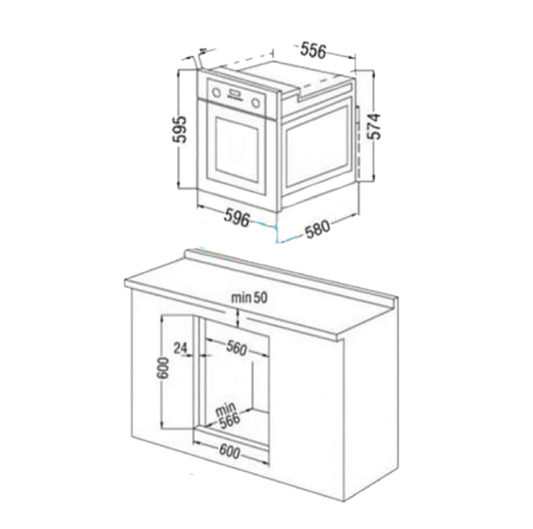 Hafele 90CM Semi Integrated Hood 536.88.133 + DOUBLE ZONE BUILT-IN Induction & Hybrid Hob 536.66.840 + MULTIFUNCTIONAL OVEN 536.07.490