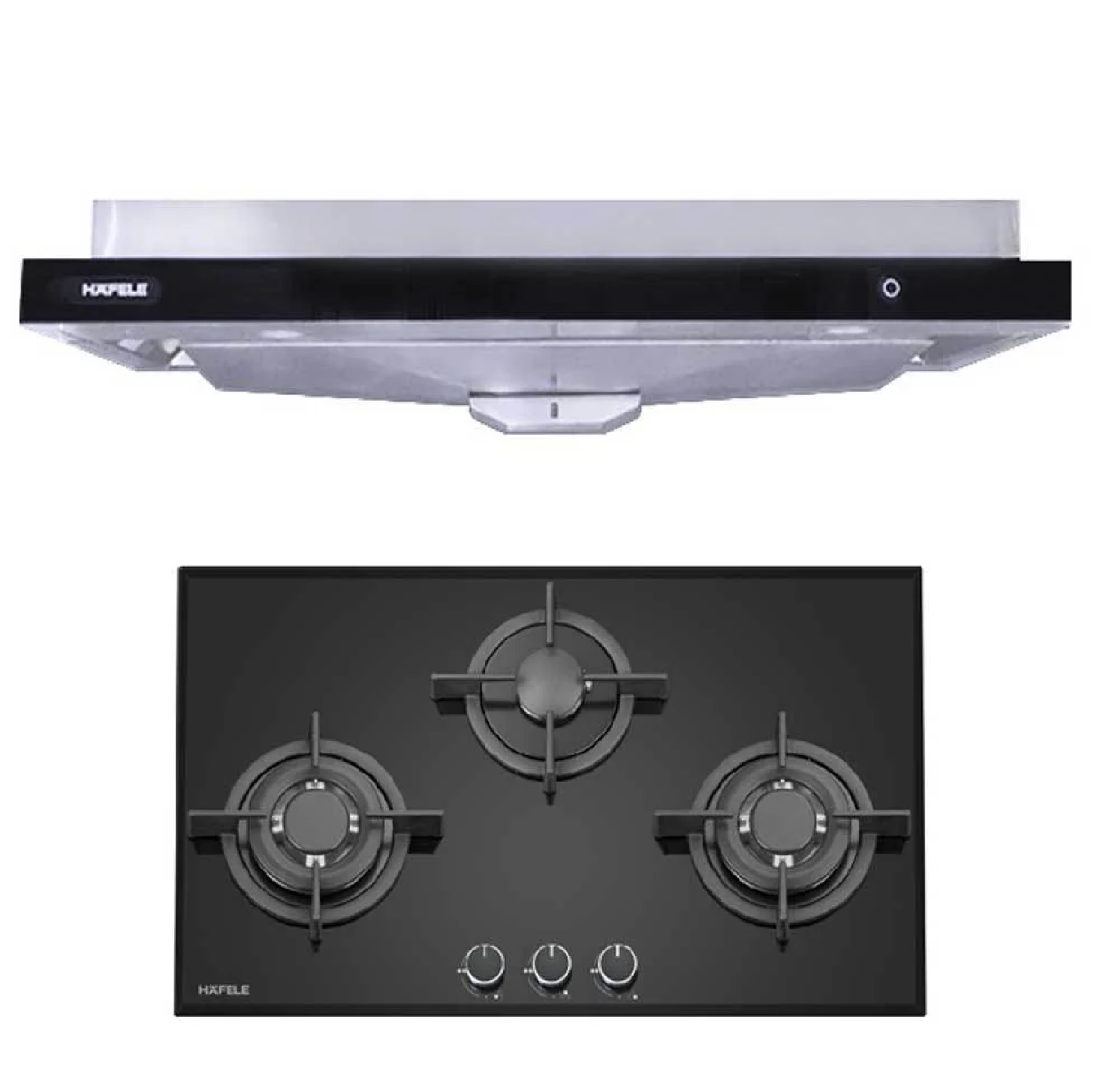 Hafele 90CM Semi Integrated Hood 536.88.133 + Hafele 86CM BUILT-IN CERAMIC Gas Hob (PUB) 538.01.947