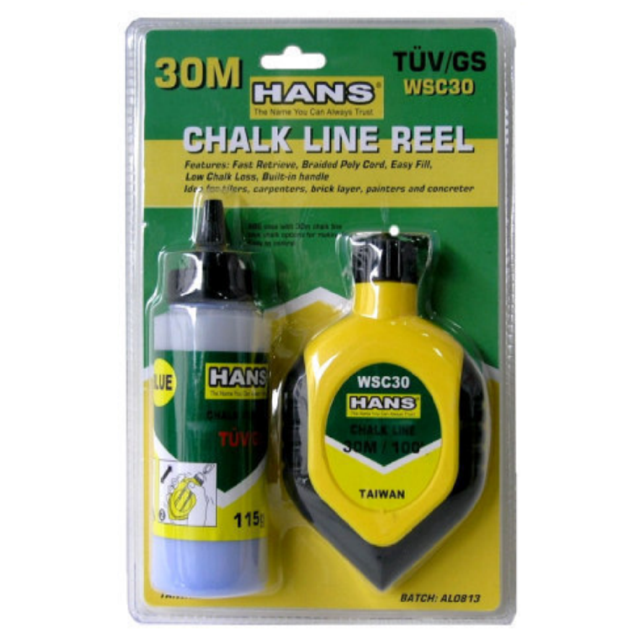 Hans CHALK LINE Reel 30M/100FT