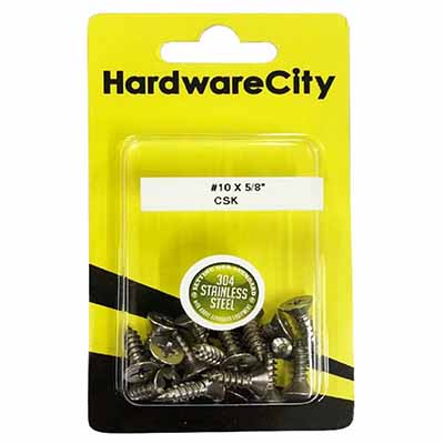 HardwareCity 10 X 5/8 Stainless Steel CSK Self Tapping Screws, 20PC/Pack