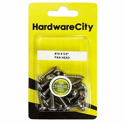HardwareCity 10 X 5/8 Stainless Steel PH Pan Head Self Tapping Screws, 20PC/Pack