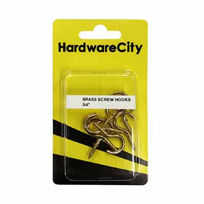 HardwareCity 3/4 Brass Screw Cup Hooks, 8PC/Pack