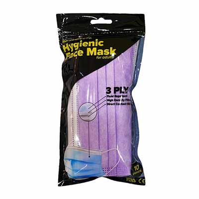 HardwareCity 3 Ply Hygienic Face Mask (Purple) 10PC/Pack
