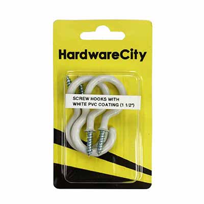 HardwareCity 40MM (1-1/2) Screw Cup Hooks With PVC Coating, 4PC/Pack