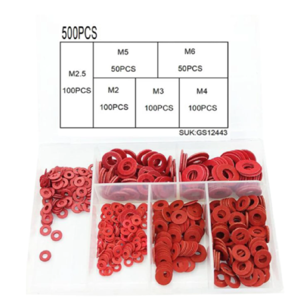 HardwareCity 500PC RED RIGID Gasket Washer Assortment Set