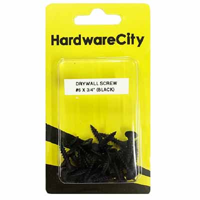 HardwareCity 6 X 3/4 Black Dry Wall Screws, 20PC/Pack