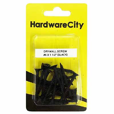 HardwareCity 6 X 40MM (1-1/2) Black Dry Wall Screws, 20PC/Pack