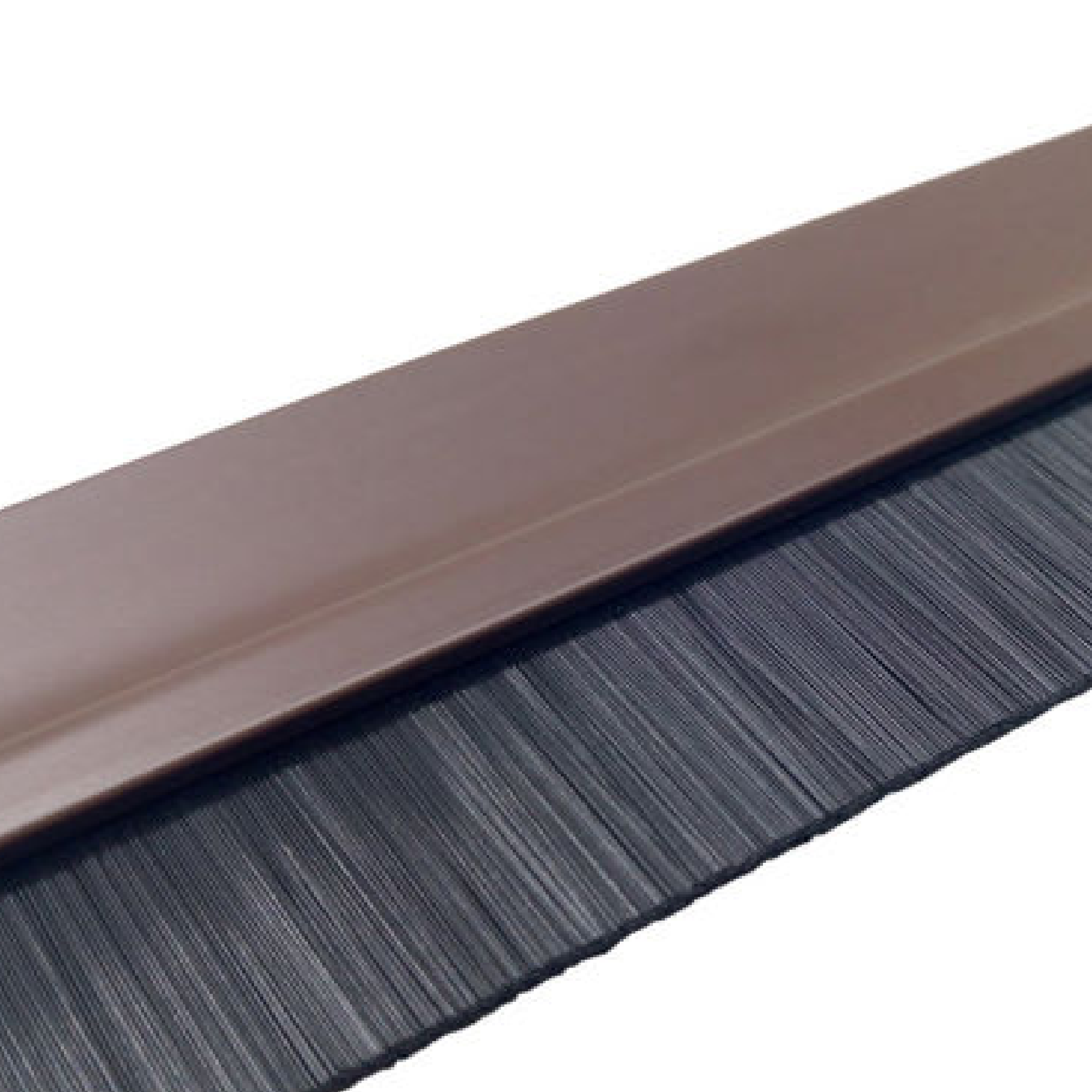 HardwareCity Door Brush BROWN PVC FRAME BLACK BRUSH 100CM