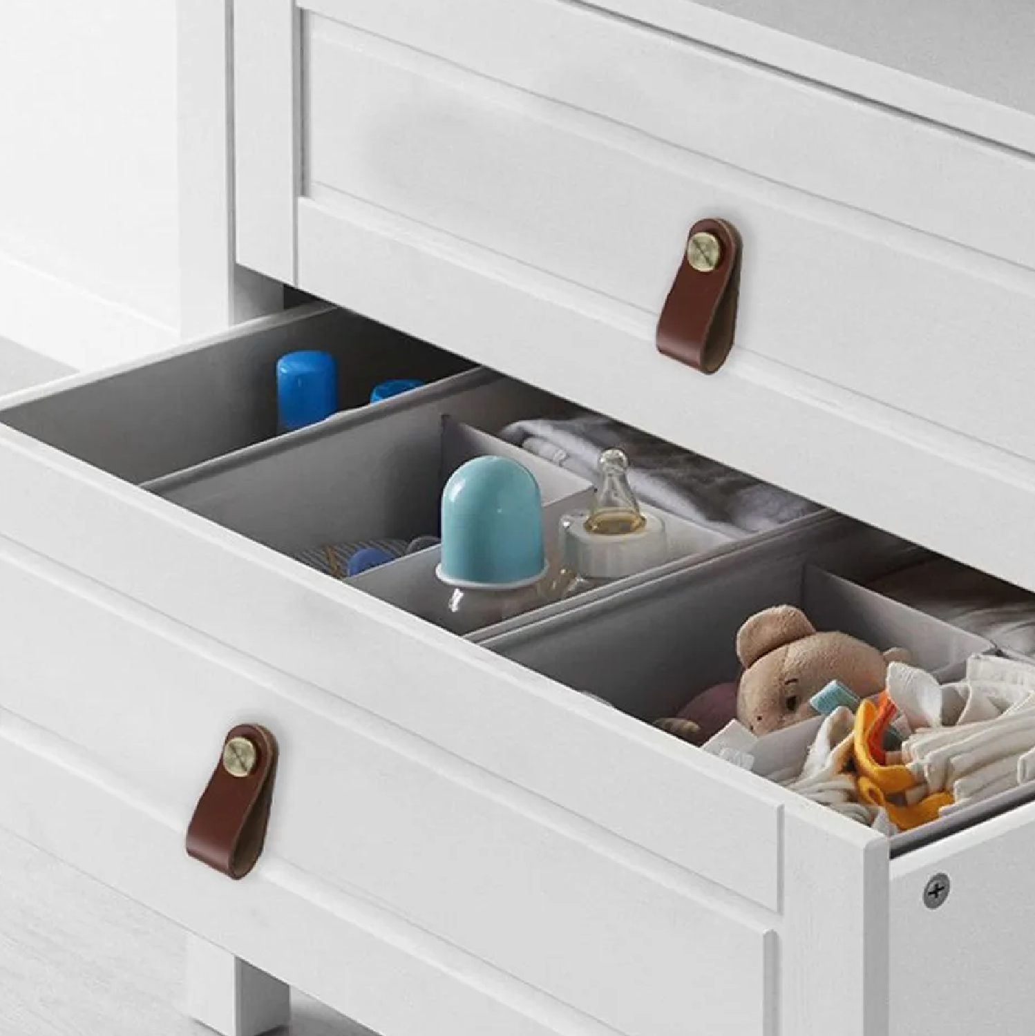 HardwareCity LEATHER Pull Handle For Cabinets 65MM Single Hole NORDIC DESIGN