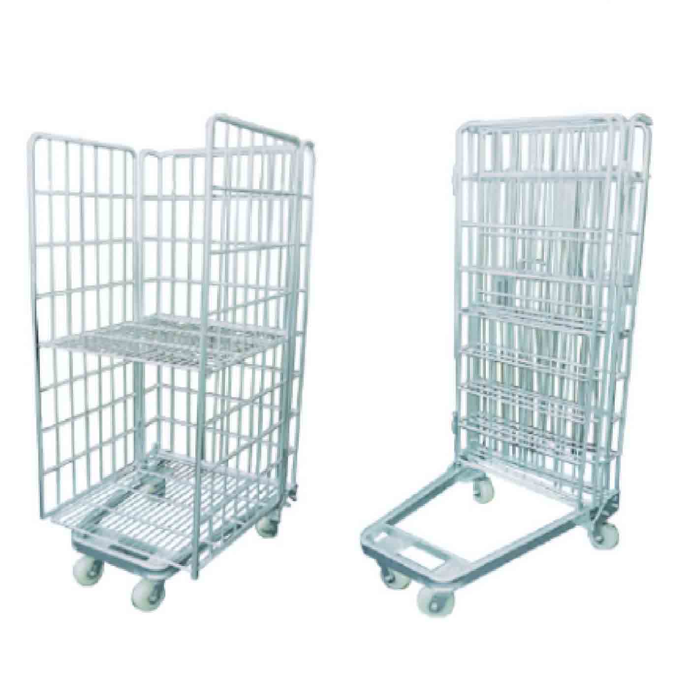 HardwareCity 3-SIDED Roll Container Cage Trolley With Mid Shelf