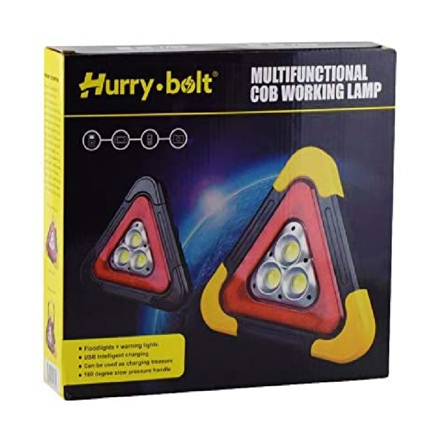 HardwareCity Triangle Warning LED Lamp 500 LUMENS USB Rechargeable With SOLAR Charge