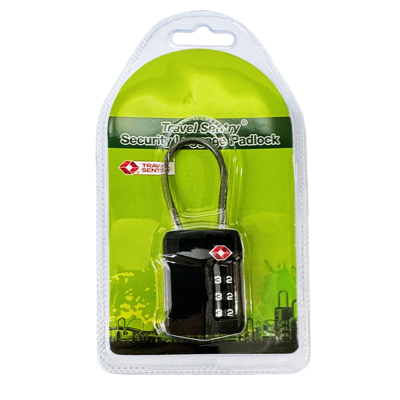 HardwareCity TSA-558 Combination Cable Padlock TSA 3-DIGIT Numeric BLACK