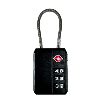 HardwareCity TSA-558 Combination Cable Padlock TSA 3-DIGIT Numeric BLACK