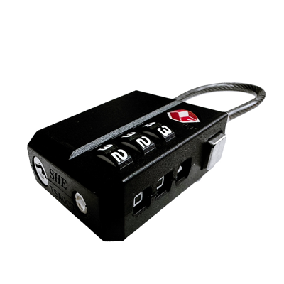 HardwareCity TSA-558 Combination Cable Padlock TSA 3-DIGIT Numeric BLACK