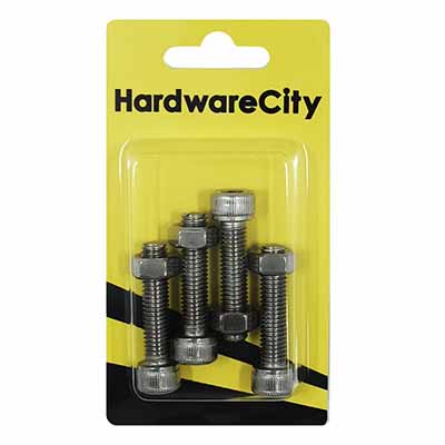 HWC SS316 Marine Fasteners, M8 X 35 Allen Cap Screws And Nut, 4PC/Pack