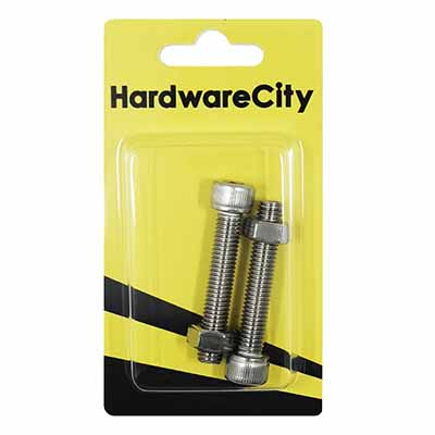 HWC SS316 Marine Fasteners, M8 X 45 Allen Cap Screws And Nut, 2PC/Pack
