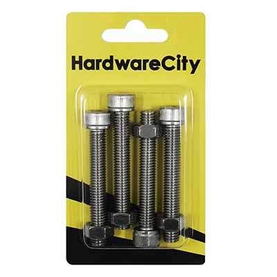 HWC SS316 Marine Fasteners, M8 X 55 Allen Cap Screws And Nut, 4PC/Pack