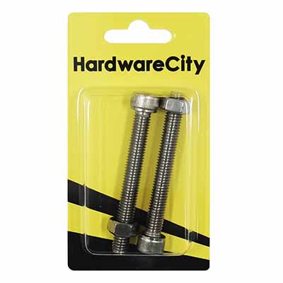 HWC SS316 Marine Fasteners, M8 X 65 Allen Cap Screws And Nut, 2PC/Pack