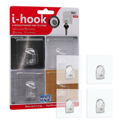 I-HOOK Mini Hook With NANO SUCTION Up To 1KG Load 4PC/PACK