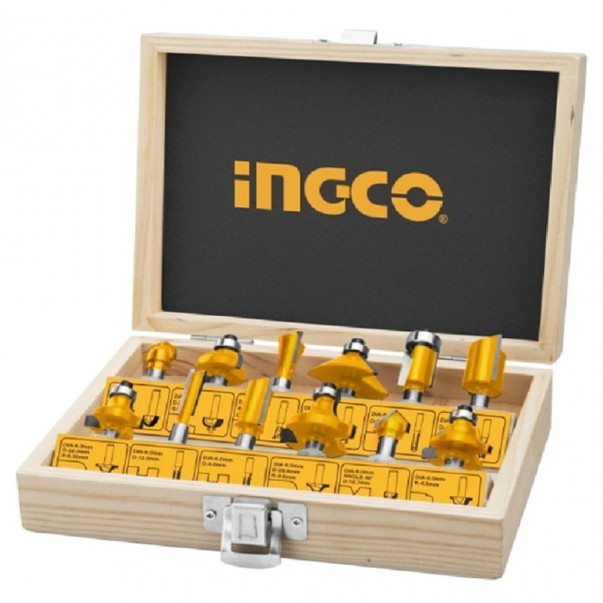 INGCO 12PC 6MM Shank ROUTER Bit Set AKRT1201
