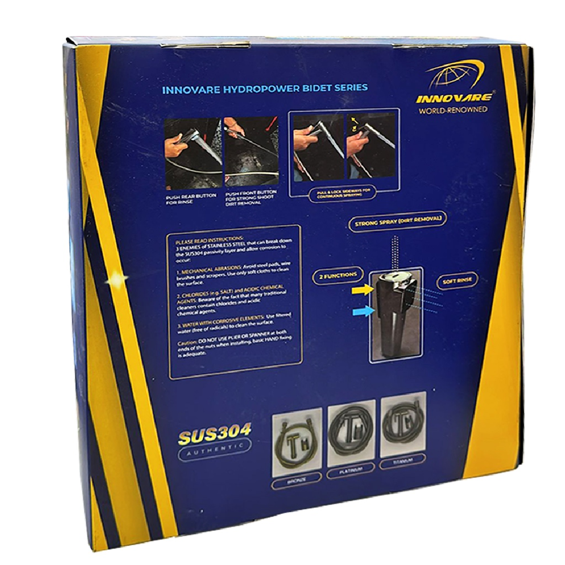 Innovare HYDROPOWER SUS304 Strong Spray Bidet SET TITANIUM