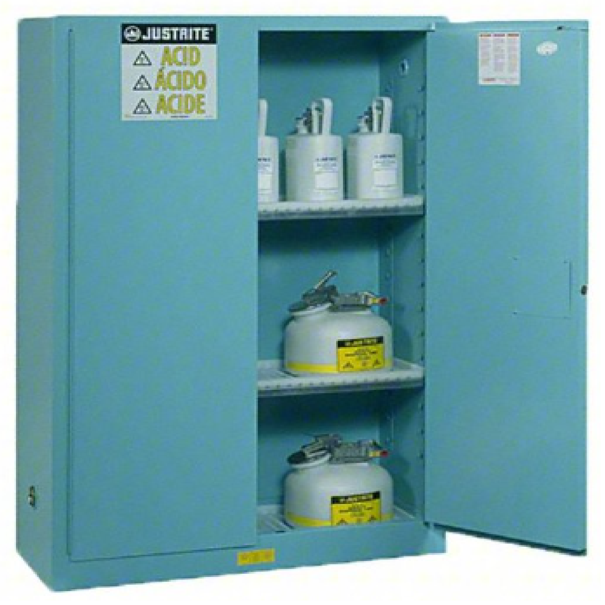 JUSTRITE 8945022, Sure-Grip, CORROSIVES STEEL Safety Cabinet, 45 GAL, 2 Shelves, 2 Doors