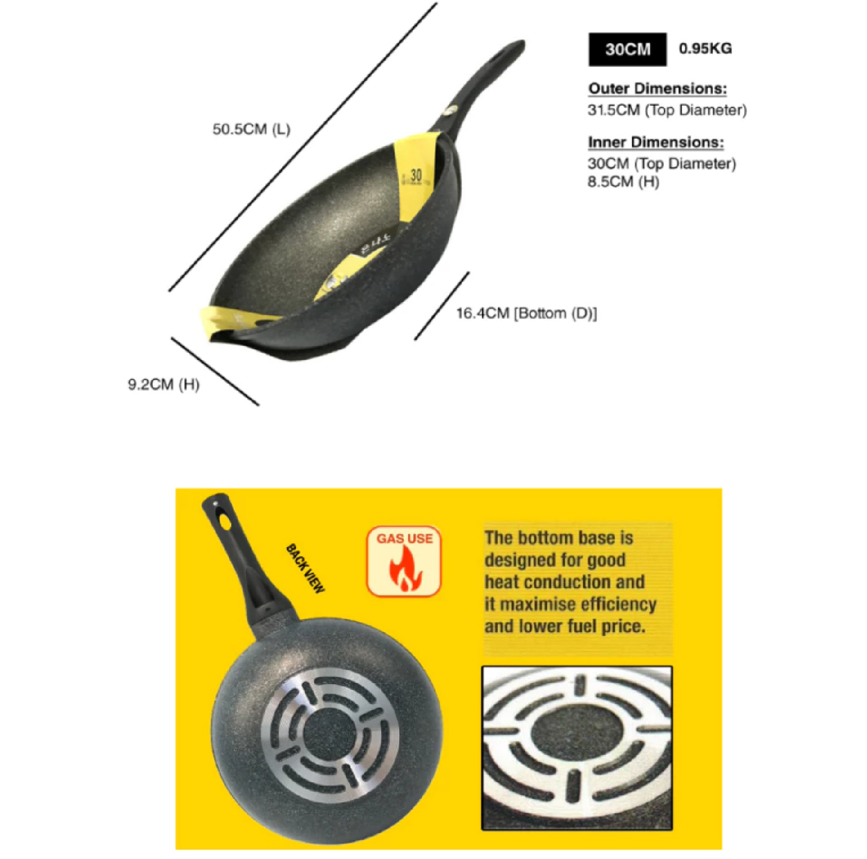 K-ART WOK PAN For Gas Use Only K1511 / 30CM