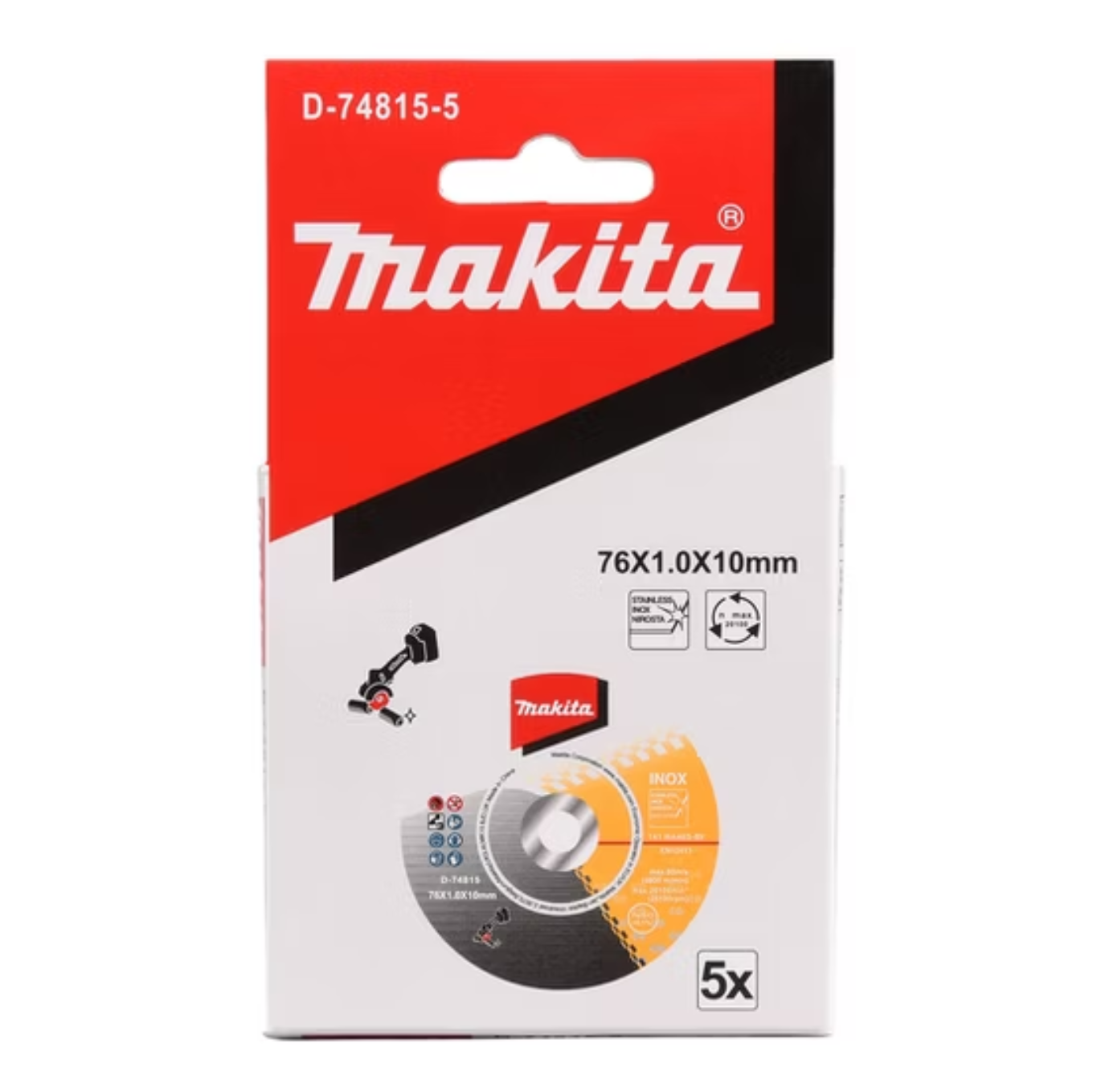Makita D-74815-5 CUT-OFF WHEEL 76MM X 1.0MM X 10MM 5PC/PACK