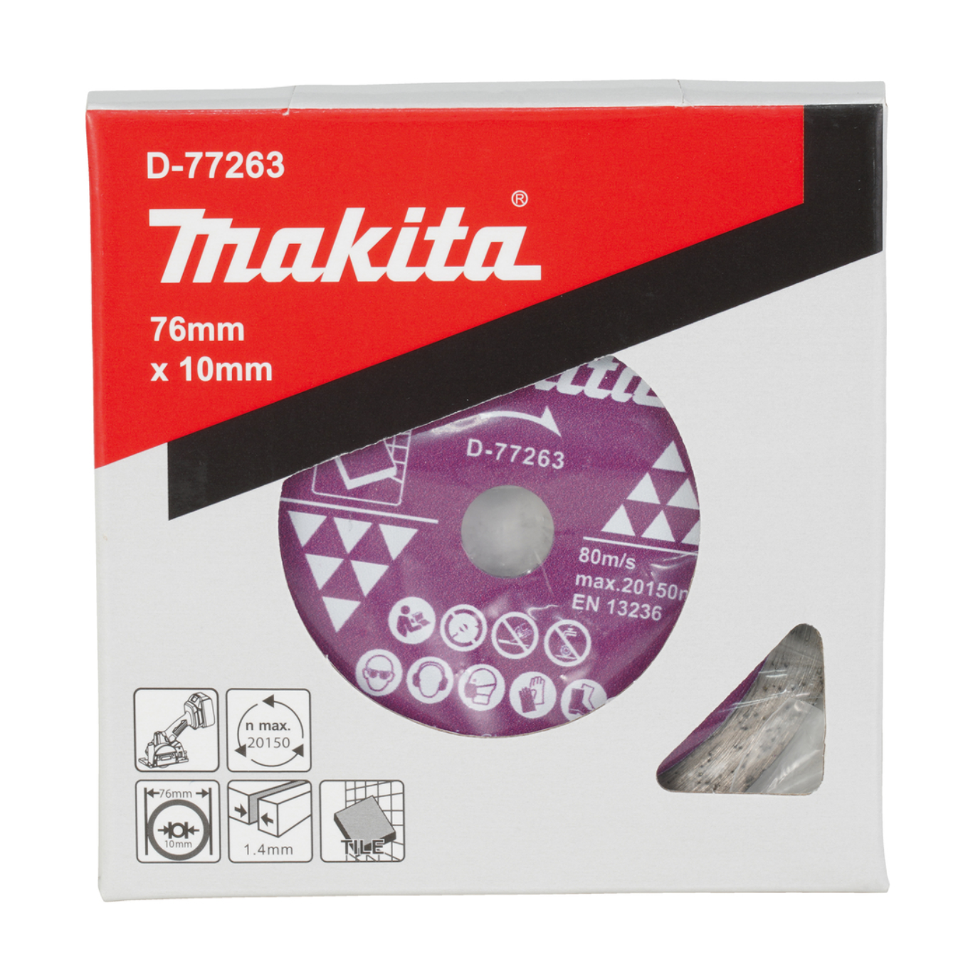 Makita D-77263 DIAMOND WHEEL BLADE 76MM X 1.4MM X 10MM
