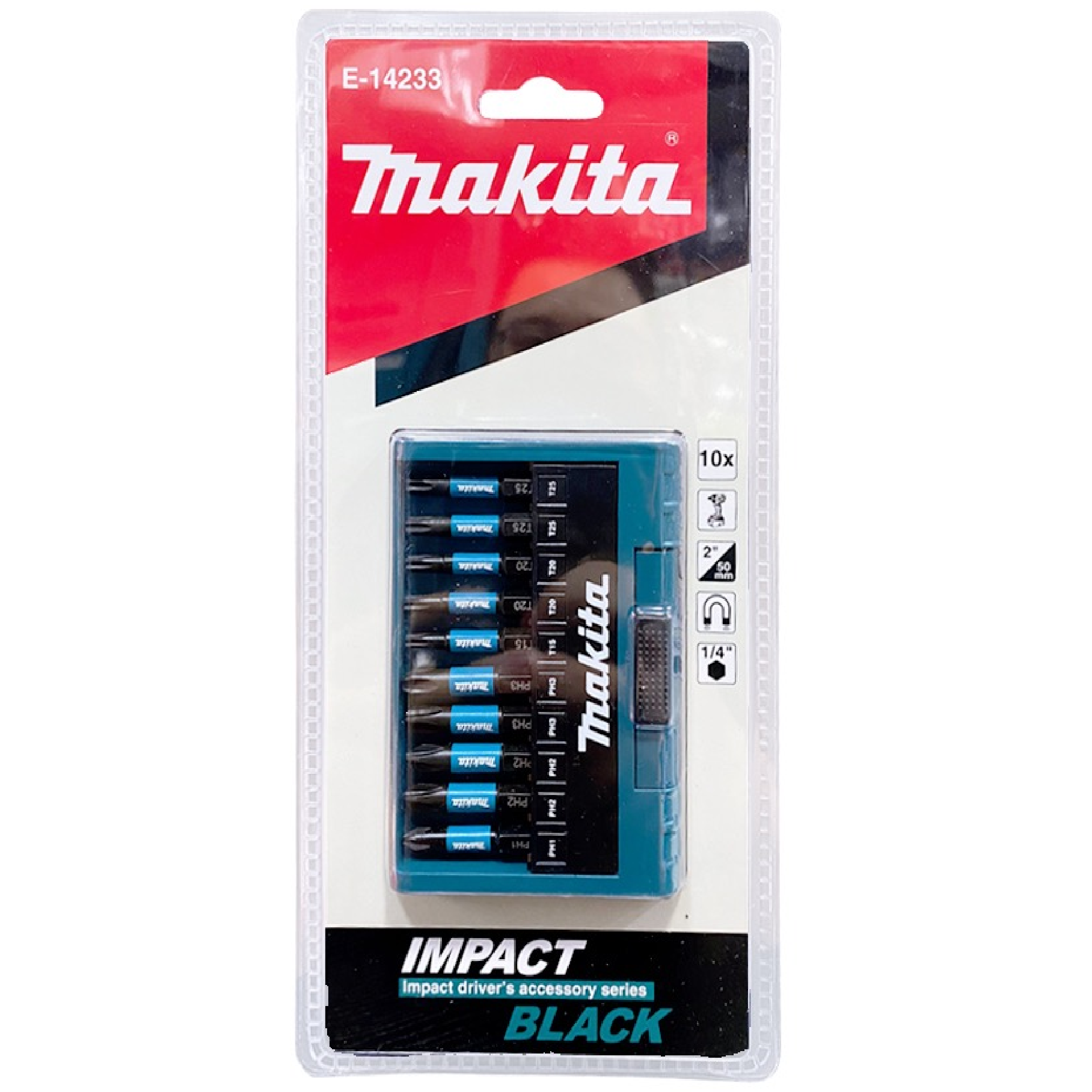 Makita E-14233 IMPACT DRIVER 1/4 X 50MM HEX SCREW BITS 10PC/Set