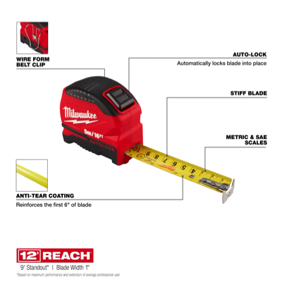 MILWAUKEE 5M/16FT AUTO-LOCK Tape Measure 48-22-1817