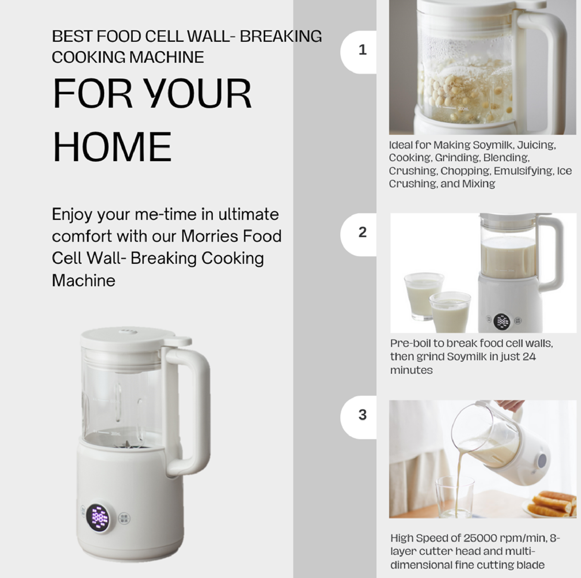 Morries MS60SWCM 0.6L Smart Blender & Breaking Cooking Machine