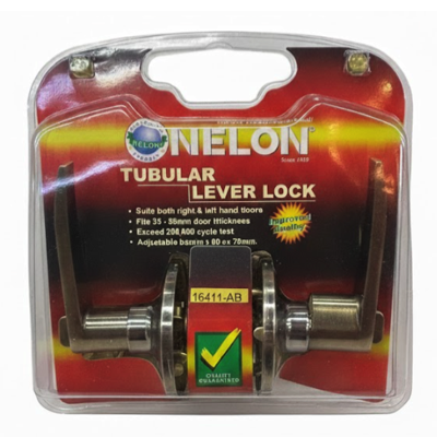 Nelon TUBULAR LEVER LOCK 16411-AB Antique Bronze